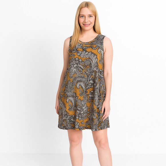 2/$30 Cynthia Rowley Paisley Print Shift Dress Medium #A0499 TRB3 - Picture 1 of 7